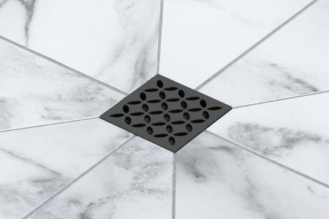 Shower Drain Ideas, Curbless Showers, Shower Floor Tile Ideas, Schluter Shower, Open Concept Bathroom, Corner Shelf Design, Drain Tile, Shower Installation, Shower Floor Tile