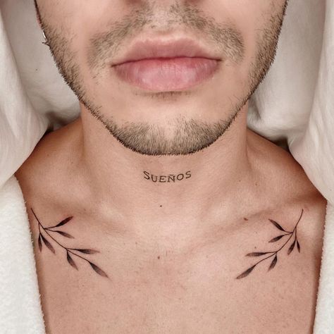 #tattoo, #tattoos, #inked, #tattooart, #tattooedwomen, #tattooedguys, #tattooinspiration, #tattooideas, #tattooworldwide, #tattoosociety, #InkLaughs, and #TattooFails​ Laurel Tattoo, Front Neck Tattoo, Tattoo Font For Men, Rib Tattoos For Guys, Clavicle Tattoo, Chest Tattoo Ideas, Tatuagem Masculina Pequena, Vegas Tattoo, Wrist Tattoo Designs