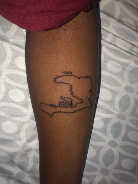 Haiti Flag Tattoo, Haiti Map Tattoo, Haitian Inspired Tattoos, Haiti Tattoo Ideas For Women, 1804 Haiti Tattoo, Haitian Art Tattoo, Haitian Tatoos, Haitian Tattoos For Women, Dominica Tattoo