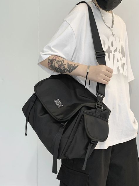 Black    Nylon Letter     Men Bags Wardrobe Photoshoot, Leather Side Bag, My Style Bags, Leg Bag, Concept Clothing, Mens Travel Bag, Bag Boys, Fancy Bags, Bags Aesthetic