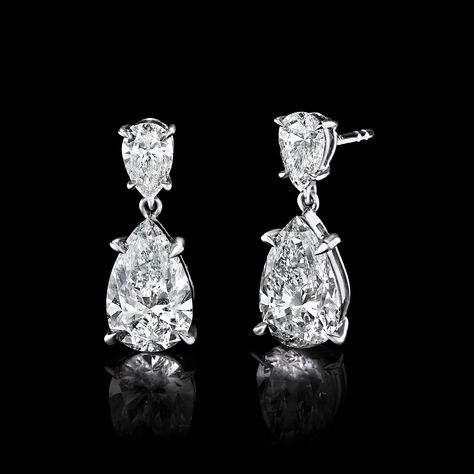 Ross-Simons - 3.00ct t. w. Pear-Shaped Lab Grown Diamond Drop Earrings in 14kt White Gold. Scintillating sparkle, impressive value. Offering a look of timeless glamour, our stunning earrings suspend 2.50 ct. t. w. pear-shaped lab-grown diamond drops from .50 ct. t. w. pear-shaped gems of the same kind. Crafted in polished 14kt white gold. Lab-grown diamonds are identical to mined diamonds according to their optical, physical and chemical properties. All Ross-Simons lab-grown diamond jewelry in 1 Lab Grown Diamond Earrings, Pear Drop Earrings, Lab Grown Diamond Jewellery, Big Diamond Earrings, Fancy Gold Earrings, Pear Diamond Earrings, Luxury Diamond Jewelry, Physical And Chemical Properties, White Diamond Earrings