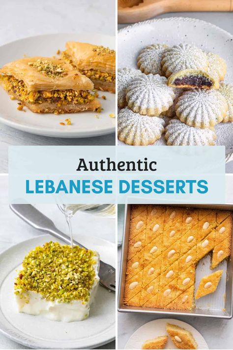 Satisfy your sweet tooth with 15 authentic Lebanese desserts you can easily make at home. From baklava to no-bake treats, this collection has a variety of options. | Lebanese Desserts Pistachio | Lebanese Pastry Recipe | Best Lebanese Dessert | Easy Lebanese Dessert | Easy Lebanese Desserts, Easy Middle Eastern Desserts, Lebanese Recipes Desserts, Lebanese Baklava Recipe, Lebanese Pastries, Lebanese Recipes Authentic, Pistachio Baklava Recipe, Lebanese Desserts Recipes, Lebanese Sweets