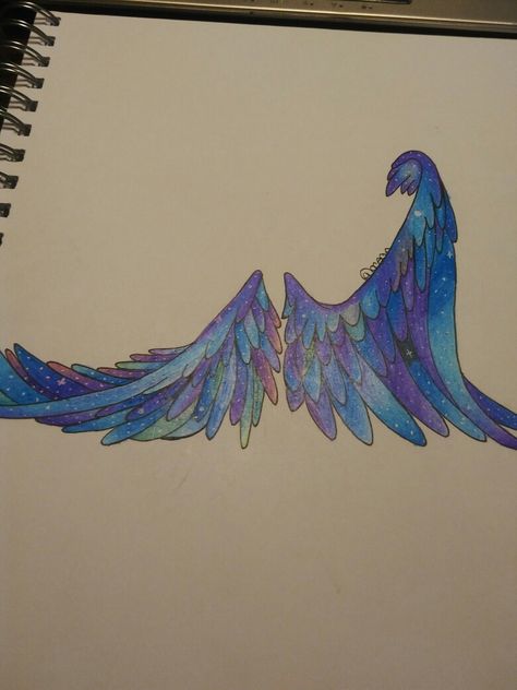 Space Wings, Galaxy Wings, Watercolor Angel Wings, Galaxy Angel, Space Angels, Watercolor Angel, Angel Wings Tattoo, Wings Design, Draw Your