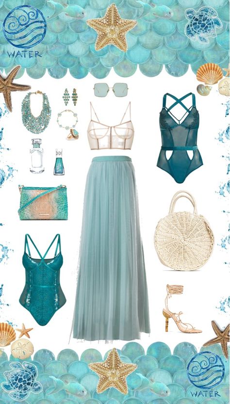 Under The Sea Inspired Outfits, Under The Sea Theme Party Outfit, Mermaid Theme Outfit Women, Mermaid Party Outfit Women, Mermaid Astethics Outfit, Poseidon Costume Woman, Under The Sea Outfit Ideas Women, Under The Sea Costumes Women, Under The Sea Theme Outfit