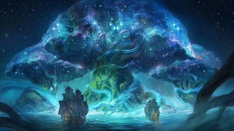 Cosmic Tree, Jorge Jacinto on ArtStation at https://www.artstation.com/artwork/8emw1O Gato Anime, Fantasy City, Fantasy Places, Fantasy Art Landscapes, Fantasy Concept Art, Arte Fantasy, Environmental Art, Fantasy Artwork, Fantasy Landscape