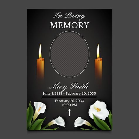 Obituary template design | Premium Vector #Freepik #vector #background #design #vertical #information Obituary Template Design, Obituary Template Free Printable, Obituary Template Examples, Obituary Poster Design, Obituary Background, Obituary Design, Poster Design Png, Obituary Ideas, Masak Sayur