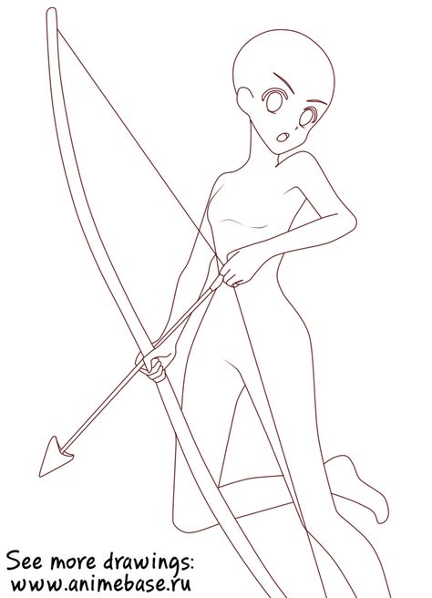 Body Base Drawing Holding Knife, Archer Poses Drawing Female, Holding A Bow And Arrow Pose, Bow Poses References, Bow And Arrow Pose Drawing, Person Holding Bow And Arrow Reference, Holding Bow And Arrow Reference Drawing, Holding A Bow Reference, Bow Pose Reference Drawing