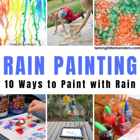 10 Rain Painting Process Art Activities for Kids - Taming Little Monsters Splat Painting, Process Art Ideas, Process Art Activities, Easy Process Art, Water Activities For Kids, Weather Activities For Kids, Art Ideas For Kids, Craft Activities For Toddlers, Art Activities For Toddlers