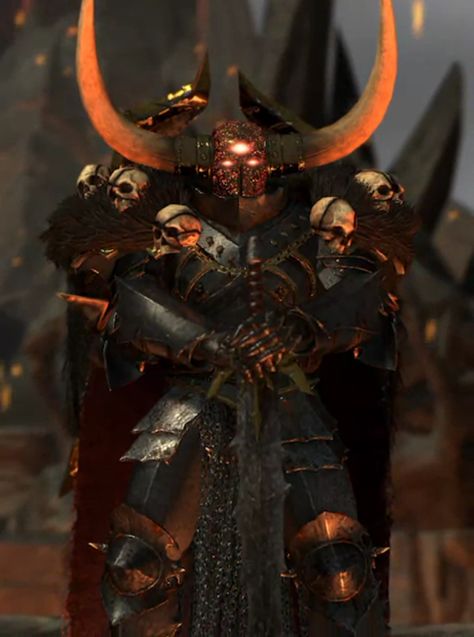 Archaon the Everchosen is a Warriors of Chaos Legendary Lord introduced in Total War: Warhammer with the Chaos Warriors DLC. Archaon is one of the best melee fighters in the game, and is also a decent spellcaster. Archaon is the Lord of the End Times, the vessel through which the Dark Gods will unite their followers and turn the whole world into a Realm of Chaos. He is an individual whom all the Chaos Gods have bestowed their gifts upon. Of all the Everchosen of Chaos who have assailed the world Archaon The Everchosen, Total Warhammer, Warriors Of Chaos, Chaos Dragon, Dark Souls Artwork, Gods Will, Warhammer Fantasy Roleplay, The End Times, Chaos Lord