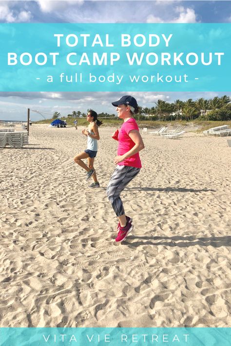 Total body boot camp workout - Shape up and tone your body with a workout that will challenge your body and torch calories. #getfit #workout #fitnessinspiration Fitness Retreat, Best At Home Workout, Air Squats, Boot Camp Workout, Gym Workout Outfits, Circuit Workout, Half Marathon Training, Good And Bad, Gym Flooring