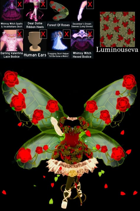 Royale high Roses Cottagecore Aesthetic Green Red Wings Whimsy Witch Roblox Ww Skirt Royale High, Royal High Fairy Outfits, Fairy Outfit Royale High, Nature Fairy Royale High Outfits, Royale High Cottagecore, Light Vs Dark Fairy Royale High, Royale High Fairy Outfit, Royale High Cottagecore Outfits, Cottagecore Royale High Outfits