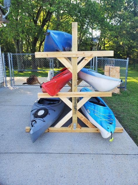 Wood Kayak Rack, Canoe Rack Outdoor, Diy Kayak Rack, Hall Pantry, Life Jacket Storage, Diy Kayak Storage Rack, Canoe Stand, Kayak Rack Diy, Diy Kayak Storage