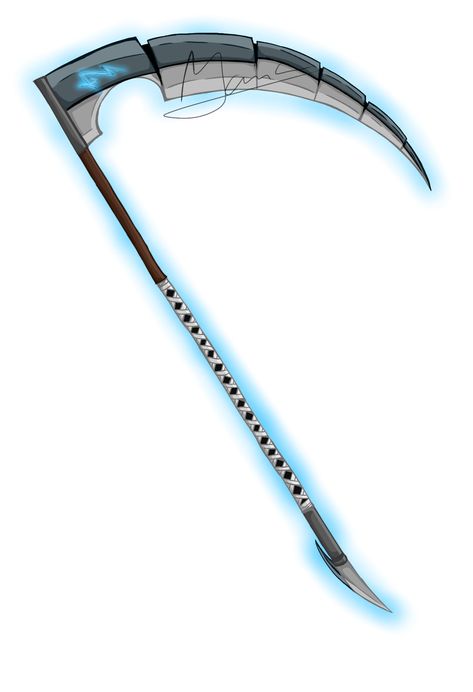 Scythe created by me Scythe Fanart, Cool Swords, Slayer Anime, Swords, Midnight Blue, Demon Slayer, Created By, Blue And White, Building