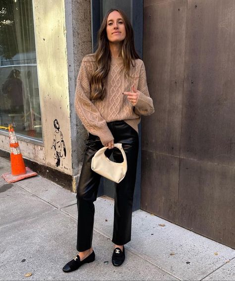 Favorite Daughter (@favorite.daughter) • Instagram photos and videos French Tuck, Leather Pants Outfit, Simple Fall Outfits, Favorite Daughter, Cable Sweater, Autumn Outfit, Fall Collections, Ivory Color, White Sweaters