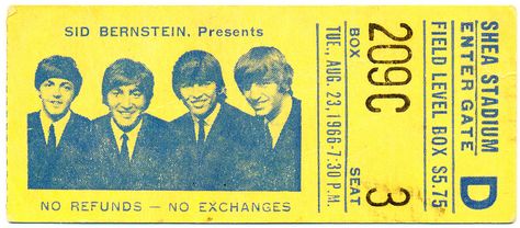 Beatles Ticket, 90s Concert, Ticket Style, 1970s Bands, Shea Stadium, Vintage Concert Posters, Conversational Prints, Concert Ticket, Sketchbook Cover