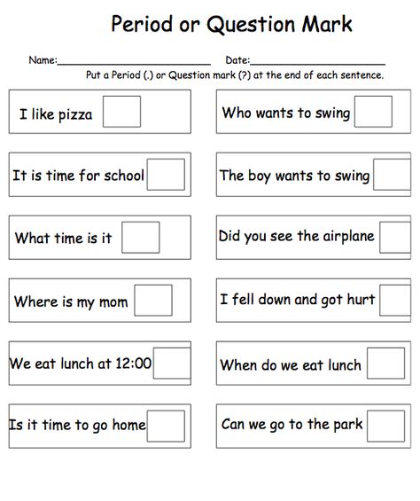 Primary Worksheets, Punctuation Activities, Building Sentences, Punctuation Worksheets, Question Marks, Special Ed Teacher, 1st Grade Writing, Reading Materials, Writing Rubric