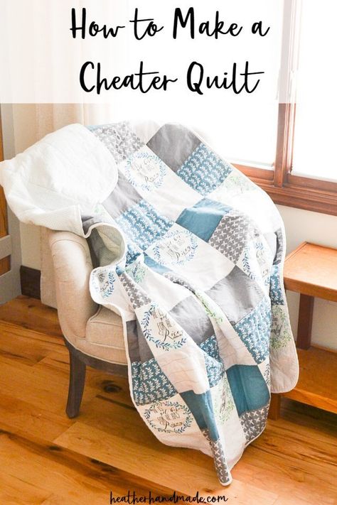 How to Make a Cheater Quilt • Heather Handmade Quilting Basics For Beginners, Cheater Quilt Fabric, Free Quilt Tutorials, Colorful Hairstyles, Fleece Quilt, Homemade Stuff, Basic Quilt, Homemade Quilts, Flannel Quilts