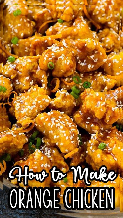 This orange chicken is a Panda Express copycat recipe with crispy chicken in a sweet and tangy orange sauce. Orange Chicken Panda Express, Paleo Orange Chicken, Gluten Free Orange Chicken, Orange Ginger Chicken, Spicy Orange Chicken, Chicken Orange, Panda Express Orange Chicken, Chinese Orange Chicken, Baked Orange Chicken