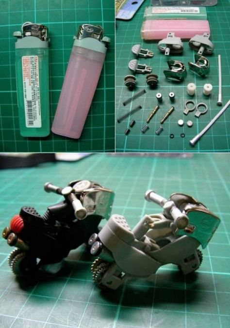 Have any spent lighters lying around? Make a lighter cycle Bic Lighter Crafts Diy, Lighter Art, Light Cycle, Bic Lighter, Old Lights, Light Crafts, Crafts To Do, Fun Crafts, Diy And Crafts