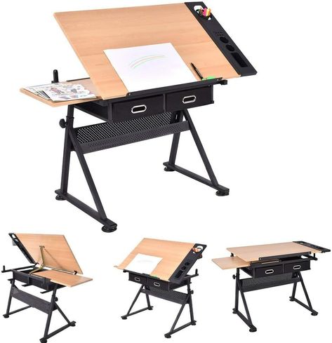 Drawing Table Desk, Table Retractable, Bureau D'art, Architect Table, Chair Drawing, Drawing Desk, Drafting Table, Drawing Table, Home Library Design