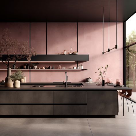 #barbie #pink #picoftheday #modern #aesthetic Black Pink Kitchen, Black And Pink Kitchen, Pink And Black Kitchen, Air Bnb, Modern Flat, Pink Kitchen, Kitchen Projects, Black And Pink, Modern Aesthetic