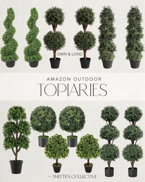 Amazon outdoor topiaries and faux plants! Outdoor patio decor, patio faux plants, spring outdoor area Outdoor Topiary, Artificial Plants Decor, Artificial Topiary, Spring Outdoor, Topiary Trees, Front Patio, Patio Plants, Outdoor Patio Decor, Front Yard Garden