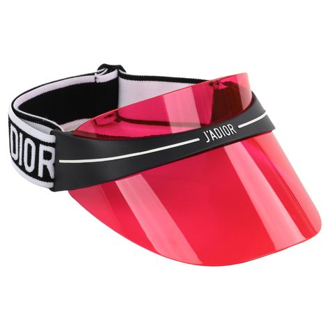 CHRISTIAN DIOR S/S 2018 "J'adior" Magenta Red Elastic Band Plastic Logo Sun Visor Cap Hat Brand / Manufacturer: Christian Dior Collection: S/S 2018 "Christian Dior, Couturier du Reve" Designer: Maria Grazia Chiuri Style: Visor Hat Color(s): Shades of magenta red, black, white Lined: No Unmarked Fabric (feel of): Plastic, elastic, foam Additional Details / Inclusions: Dior S/S 2018 "Christian Dior, Couturier du Reve" magenta red visor. Plastic makes up the front bill and brim. Elastic makes up th Red Dad Hat With Curved Visor For Streetwear, Streetwear Logo Visor Hats, Red Visor Glasses, Retro Red Visor Baseball Cap, Christian Dior Visor, Dior 2018, Sun Cap, Dior Collection, Visor Cap