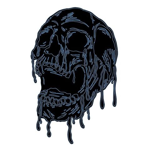 Dripping Skull Tattoo, Drippy Skull, Skull Dripping, Fire Drawing, Blue Skull, Blue Skulls, Sticker Ideas, Blue Flames, Halloween Horror