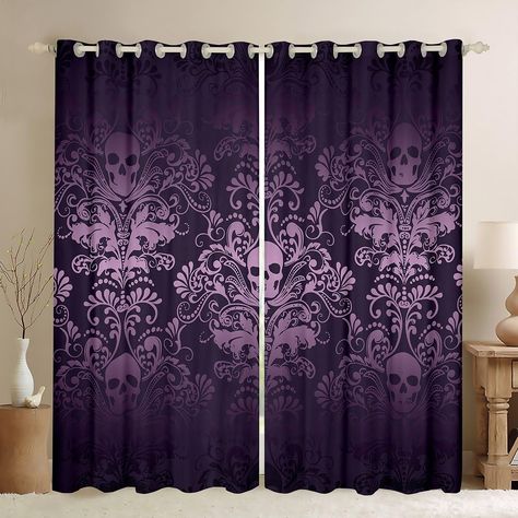 PRICES MAY VARY. Curtain Set---Set Includes 2 Panels of 42Wx63L Inch Each.Machine Washable In Gentle Cycle and Cold Water,Do Not Bleach,Warm Iron and Tumble Dry At Low Temperatures. Grommet Construction---Each Curtain Panel Has Silver Plastic Grommets on top.Each Grommet Inner Diameter Is 1.8 Inch and Outer Diameter Is 2.7 Inch,Comparable with Most Rods.Easy to Hang,and Slide Smoothly. Great Gift---The Modern Fashion Novelty Window Curtain Designed for Adult,Kids.This Window Treatments Set Is Al Window Curtain Designs, Damask Curtains, Window Treatments Bedroom, Insulated Curtains, Drape Panel, Velvet Curtains, Curtain Designs, Curtains Window Treatments, Window Curtain