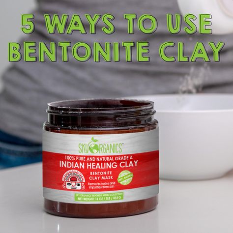 5 Ways to Use Indian Healing Clay (Bentonite Clay) | Blog | Sky Organics Indian Healing Clay Uses, Bentonite Clay Uses, Bentonite Clay Bath, Indian Healing Clay Mask, Aztec Secret Indian Healing Clay, Diy Lotions, Aztec Clay, Calcium Bentonite Clay, Bentonite Clay Mask