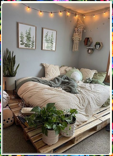 Looking to revamp your bedroom decor? Learn how to transform your space with a DIY pallet bed! This easy and affordable project will give your room a rustic and cozy vibe. Say goodbye to boring furniture and hello to a stylish new look with a pallet bed. Try it out today! Boho Bedroom Diy, Diy Pallet Bed, Bathroom Decor Themes, Boho Bedroom Design, Bedroom Ideas For Couples Modern, Pallet Bed, Bedding Inspiration, Living Room Styles, Pallet Furniture Living Room