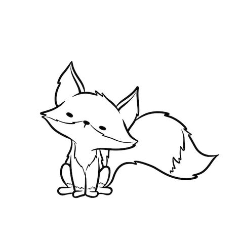 Small Fox Drawing, Fox Sketch Simple, Fox Doodle Simple, Cartoon Fox Tattoo, Babies Drawing, One Line Fox Drawing, Fox Doodles, Fox Doodle, Fox Activities