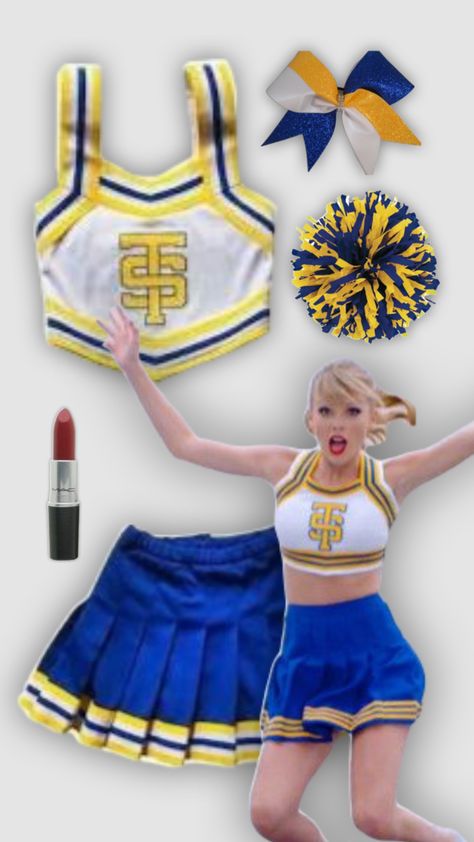 taylor swift shake it off cheerleader costume #taylorswifttheerastour Iconic Cheerleader Costume, 1989 Cheerleader Outfit, Taylor Swift Cheerleader Outfit, Shake It Off Cheerleader Costume, Halloween Costume Ideas Taylor Swift, 1989 Taylor Swift Costume Ideas, Taylor Swift Shake It Off Cheerleader, Taylor Eras Costume, Taylor Swift Debut Costume