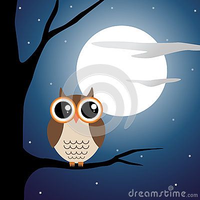 Owl sitting on a branch in moon light Scary Moon, Owl And Moon, Basic English Grammar Book, Light Illustration, Owl Sitting, Owl Clip Art, Sitting In A Tree, Basic English, Grammar Book