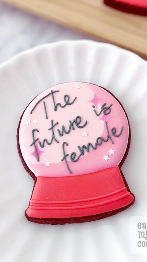 Women’s Day Cookies, Crystal Ball Cookies, Womens Day Cookies, Crystal Ball Cake, Bakery Art, Cookie Decoration, The Future Is Female, Future Is Female, Sugar Cookie Designs