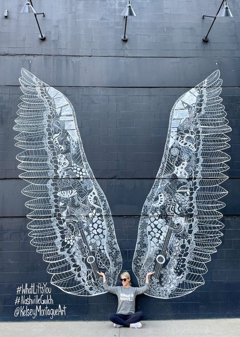 MUSIC CITY WINNER ✨ | Living With Landyn Nashville Gulch, Wings Mural, I Believe In Nashville, Nashville Murals, Nashville Downtown, Visit Nashville, Nashville Bachelorette Party, Nashville Trip, Nashville Bachelorette