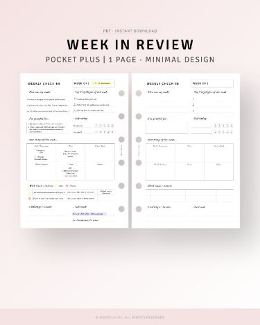 Weekly Check-In Template Printable Pocket Plus Ring, Weekly Gratitude Mood Journal plannertips #polyglotplanner. Gratitude Diary, Daily Review, Reflection Journal, Weekly Review, Simple Planner, Health Planner, Planner Inserts Printable, Daily Reflection, Daily Gratitude