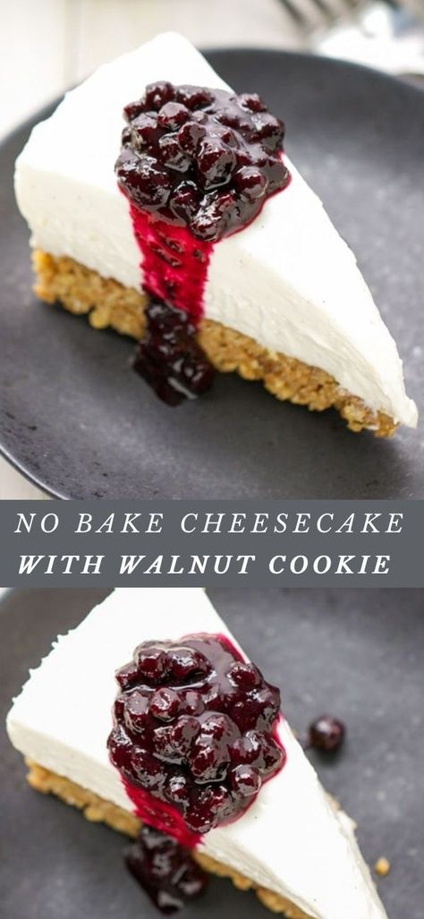 Cheesecake With Walnut Crust, Walnut Crust Cheesecake, Cheesecake Crust Recipe, Huckleberry Cheesecake, Walnut Crust, No Bake Blueberry Cheesecake, Pecan Pie Cheesecake, Cheesecake Crust, Nut Cheese