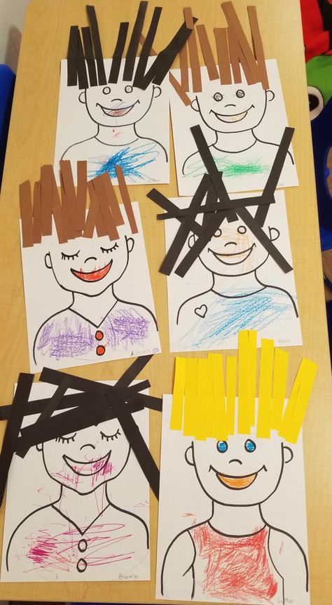 Preschool Face Activities, Hair Crafts For Preschoolers, Hair Love Activities, Hair Preschool Activities, Hairdresser Preschool Activities, Hairdresser Activities For Preschool, Face Crafts For Toddlers, Hair Salon Preschool, Hair Activities For Preschool