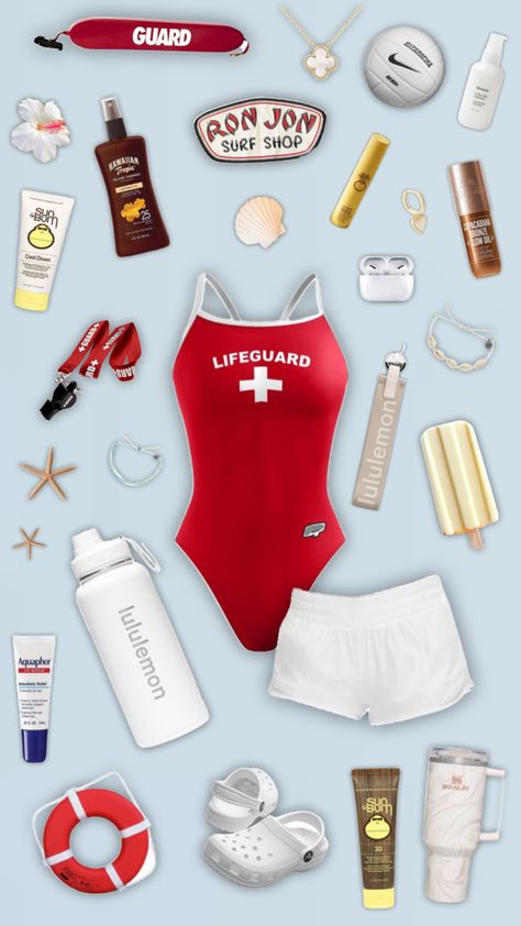 #lifeguard #summer Autumn In Australia, Lifeguard Outfit, Lifeguard Costume, Life Guard, Swim Life, Ron Jon Surf Shop, Hawaiian Tropic, Summer Jobs, Halloween Costumes