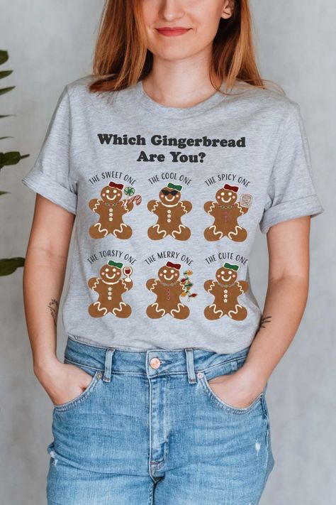 Gingerbread Man Shirt Ideas, Gingerbread Christmas Shirts, Gingerbread Shirt, Gingerbread Men Tshirts, Funny Christmas T-shirt With Short Sleeves, Funny Christmas Tshirts, Funny Tee Shirts, Xmas Shirts, Funny Tees