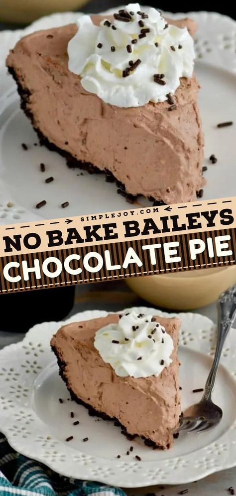 Baileys Chocolate Pie, Chocolate Pie Recipe, Store Bought Pie Crust, Chocolate Pie Recipes, Easy Pie Recipes, Boozy Desserts, Chocolate Pie, Chocolate Dessert Recipes, Perfect Pies