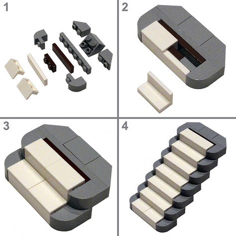 Lego Staircase, Lego Greebling, Lego Stairs, Stairs Detail, Lego Tricks, Futuristic Spaceship, Lego Techniques, Instructions Lego, Lego Furniture