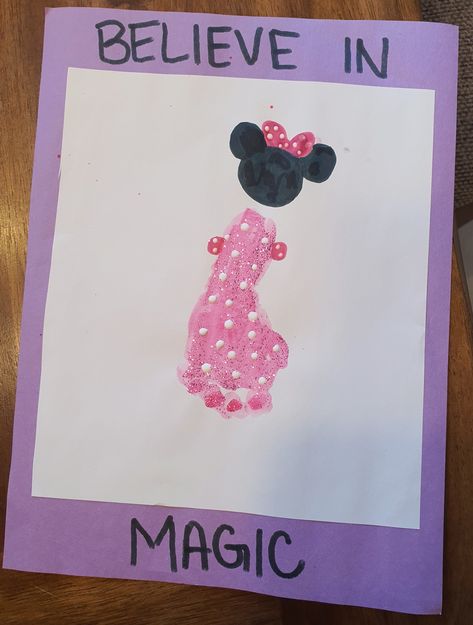 Disney Crafts For Infants, Disney Footprint Art, Mouse Footprint, Baby Footprint Crafts, Daycare Art, Pink Footprints, Daycare Projects, Infant Crafts, Baby Art Crafts