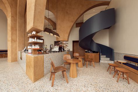 Deco Temple, Elixir Bunn Coffee Roasters / AZAZ Architects Terrazzo Interior, Bar Design Awards, Coffee Industry, Batumi, Terrazzo Flooring, Coffee Shop Design, Bar Design Restaurant, Design Del Prodotto, Coffee Roasters