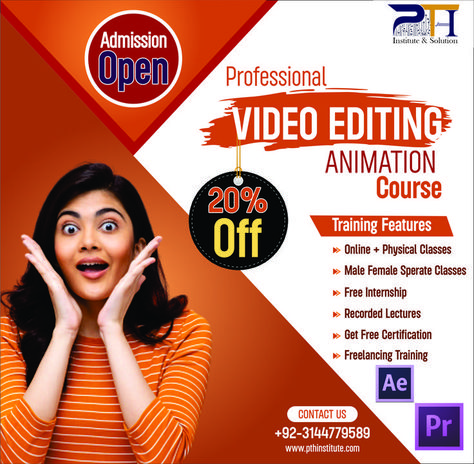 Video Editing Courses 2022 Learn Youtube Star Course And Earn Money From many Platform like. >Freelancing >Own Business >on Job >Services "Training Features" > Online + Physical Classes > Get Free Certification > Recorded Lectures > Free Online Internship >Male Female Sperate Classes * PTH Training Institute and Solution - Pakistan's No 1 IT Trainings Institute >> Class Assignments, Practical Projects. >> Top Student of each Batch will be offered a 02-month Internship leading to a Job Video Editing Course, Course Flyer, Top Student, Graphic Design Course, Youtube Stars, Free Courses, Own Business, A Job, Video Editing