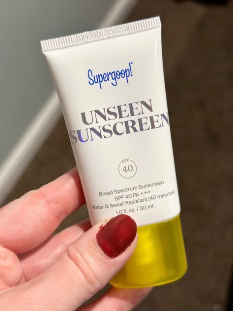 Super Goop Sunscreen, Super Goop, Skincare List, Unseen Sunscreen Spf 40, Unseen Sunscreen, Pool Outfit, Baby Ferrets, Purple Room Decor, Purple Room