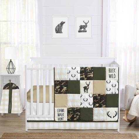 Sweet Jojo Designs Green and Beige Deer Buffalo Plaid Check Woodland Camo Baby Boy Crib Bedding Set - 4 Pieces - Rustic Camouflage Baby Boy Crib Bedding Sets, Country Sayings, Baby Boy Bedding Sets, Boys Bedding Sets, Boys Crib Bedding Sets, Baby Boy Crib Bedding, Baby Boy Cribs, Boys Crib, Baby Boy Bedding