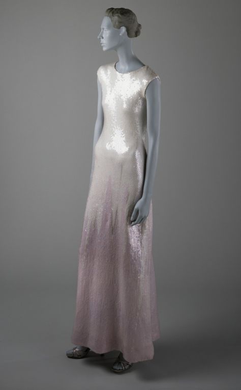 Woman's Evening Gown | LACMA Collections Gradient Gown, Halston Vintage, Fashion Installation, Post Modernism, Fashion 1920s, Disco 70s, Halston Dress, Knit Gown, 1970's Fashion