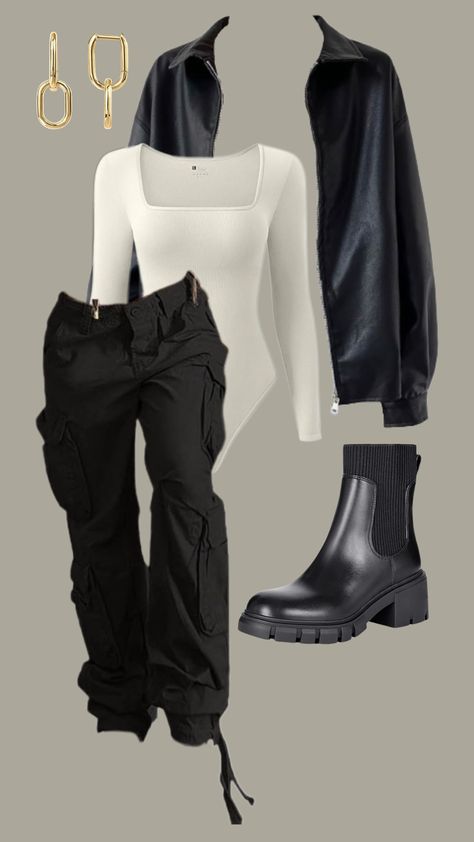 White Cargo Pants Outfit Street Styles, Cargo Pants Outfit Heels, Cargo Pants With Boots, Cargo Pants Leather, White Cargo Pants Outfit, Cargo Pants Outfit Street Style, Outfit Cargo Pants, Cargo Outfit, White Cargo Pants